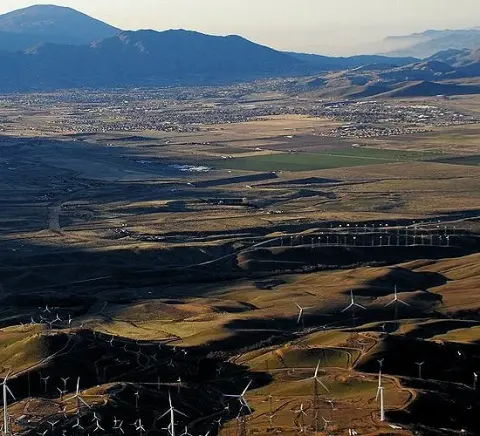 Wind farms in the Tehachapi area